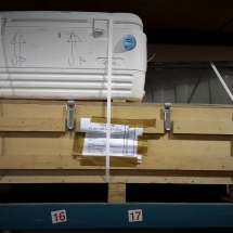 Scientific material is stored in transport crates